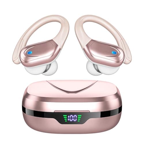 Wireless Earbuds Bluetooth Headphones 80hrs Playback Ear Buds Power Display with Noise Canceling Mic Headsets for Sports/Workout/Running Rose Gold