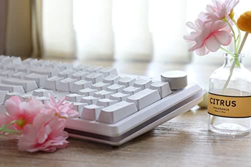 i-rocks K71M RGB Mechanical Gaming Keyboard with Media Control Knob, Switches (Red), 107 Keys w/Full NKRO, PBT Keycaps, Multimedia Hotkeys, Detachable USB-C Cable and Onboard Storage, White 7