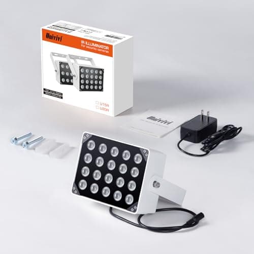 Univivi IR Illuminators 20 LEDs 850nm Long Range Illuminator 90 Degree Wide Angle Infrared Flood Light IP67 Waterproof for Security Camera IR Light Indoor&Outdoor 6