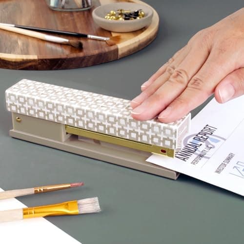 Swingline Stapler by Leah Bisch, 20 Sheet Capacity, Full Strip, Tan Tiles, Colorful Fashion Design (S700035) 5