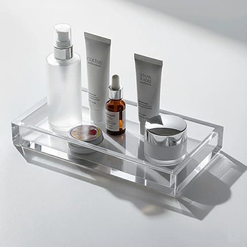 Amazing Abby - Selena - 2-Pack Acrylic Vanity Tray (9.5"x5.5"), 9mm Thick Acrylic, Plastic Bathroom Countertop Organizer, Clear Decorative Dish, Great for Vanity, Nightstand, Entryway, and Home Decor 5