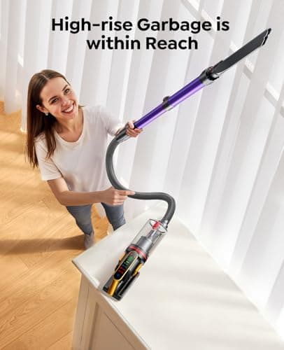 Cordless Vacuum Cleaner 55KPa 650W 70Mins Stick Vacuum Cleaners for Home with Pet Brush, 3.3Ft Hose, Wall Mount Charging, Auto Mode, Touchscreen, Self-Standing Vacuum for Pet Hair/Carpet/Car, Ultra10 5