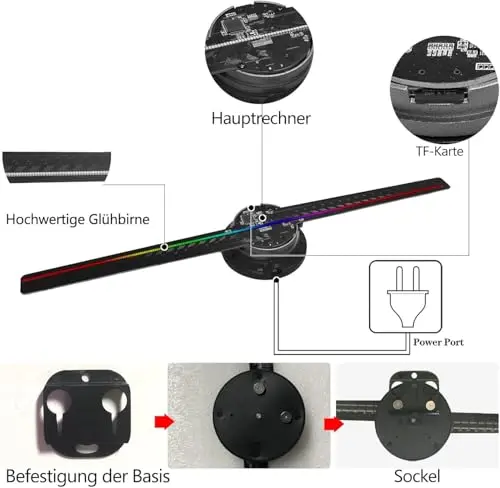 3D Hologram LED Fan Projector, 3D Hologram Led Fan Projector Halloween, 3d Hologram Led Fan Projector Christmas Tree, 3D Hologram Fan, Vivid Colors, Convenient Controls for Festivals Events 6