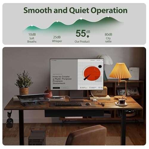 Agilestic Adjustable Height Electric Standing Desk with Storage Wooden Drawer, 55 x 24 Inches Stand Up Home Office Computer Gaming Table for Work Office Home, Rustic Brown 6