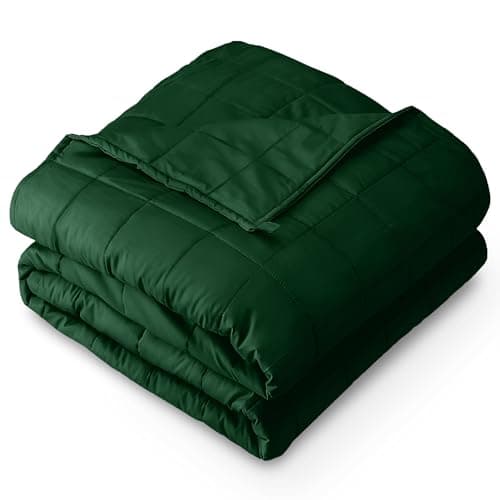 Bare Home Weighted Blanket All-Natural 100% Cotton with Nontoxic Glass Beads 60"x80" 17lbs, Green
