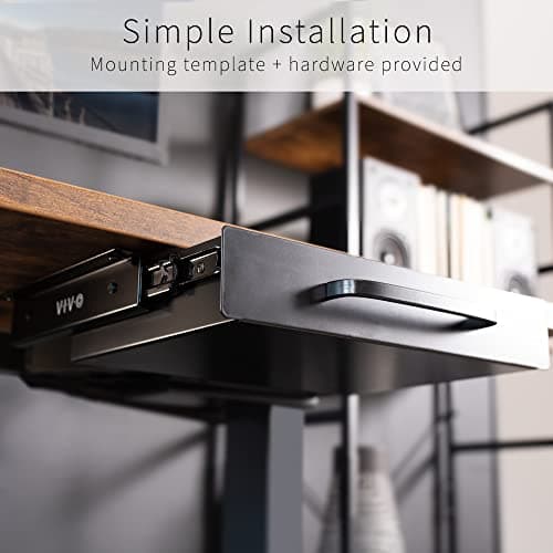 VIVO 13 inch Under Desk Mounted Sliding Pull-out Drawer for Office Desk, Pull Handle, Storage Organizer for Sit Stand Workstation, Black, DESK-DR1H-B 5