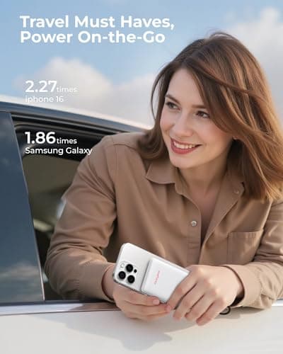 WeeFancy Small Portable Charger 10000mAh, Mini Power Bank with LED Display, 22.5W PD Fast Charging USB-C Battery Pack, Compact Lightweight Travel Charger Compatible with iPhone Samsung Android, White 5