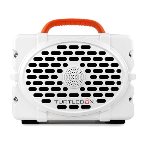 Turtlebox Original Gen 3: Portable Outdoor Bluetooth Speaker – Ultra-Loud (120dB), Waterproof (IP67), Rugged, Impact-Resistant, 3-Day Battery | Party Mode: Unlimited Pairing Stereo, White/Blaze Orange