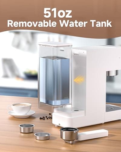 AMZCHEF Espresso Machine 20 Bar, Compact Espresso Maker with Steam Milk Frother, Coffee Maker with 50oz Removable Water Tank for Home, Coffee Machine for Cappuccino, Latte, Americano, 1350W 6