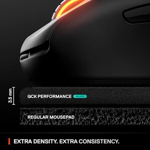 SteelSeries QcK XL Performance Balance Gaming Mouse Pad - Extra Density for Smooth Glide - Flat Stitched Hems - Non-Slip Neoprene Rubber Base - 900 x 400mm - FPS, MOBA, RTS, MMO 6