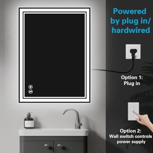 24 x 32'' Bathroom Mirror with LED Lights Dimmable 3 Colors LED Bathroom Mirror Fogless LED Mirror for Bathroom Vanity Mirror with Lights Wall Mounted Horizontal/Vertical 6