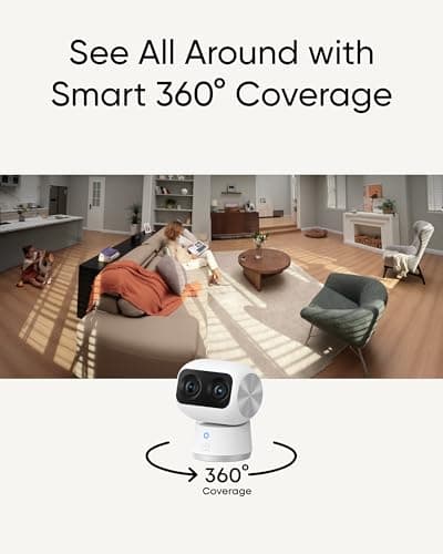 eufy Security 4K UHD Indoor Cam S350, Dual Cameras, 8× Zoom, 360° Pan & Tilt Security Cmera,AI Auto-Tracking,Baby/Pet/Nanny Camera, Human/Pet Detection, 2.4G/5G Wi-Fi 5