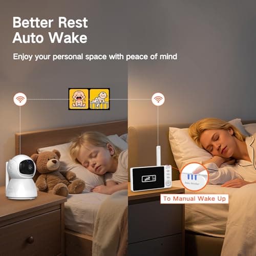 5" Video Baby Monitor with Camera and Audio, 720P HD Wireless No WiFi No App, 2-Way Talk,Voice Motion Detection, 8 Lullabies, 1000ft Long Range, Night Vision, Temperature & Feeding Alarm, 355° PTZ 6