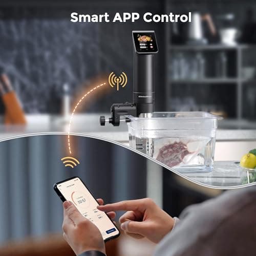 KitchenBoss WIFI Sous Vide Cooker: Ultra-Quiet Sous-vide Cooking Machine 1100 Watts Stainless Steel Immersion Circulator for Kitchen with TFT Preset Recipes, Black 8