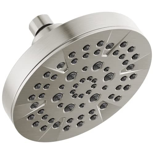 Delta 6-Setting Brushed Nickel Shower Head with High Pressure Spray, 6 Inch Round Shower Head, Showerheads, 1.75 GPM Flow Rate, Stainless 52535-SS