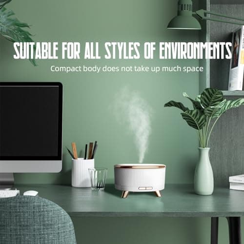 500ML Large Capacity Essential Oil Diffuser, Ultrasonic Aromatherapy Diffuser with 7 Color LED Lights with Remote Control, Cool Mist Humidifier, Timed Mist, Auto Shut-Off (White) 7