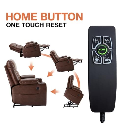 Eiayeebil Dual Motor Power Lift Recliner Chairs with Heat and Massage for Elderly, Leather Electric Recliners with Footrest, Infinite Position Lift Chair with Cupholder,USB & Type C Ports(Brown) 7