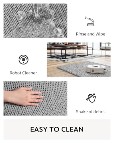 COCOER-Chenille Bath Mat-Rubber Backing Bathroom Rugs Non Slip-Super Absorbent Bath Mats for Bathroom Floor-Quick Dry Bathroom Mat Thin Bath Rugs Fit Under Door-Grey 17''x24'' 6