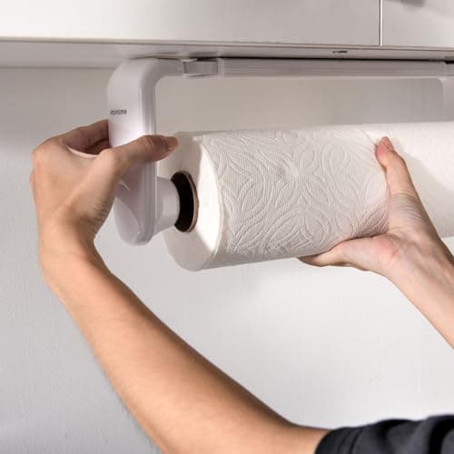 simpletome Paper Towel Holder ONE Hand Tear Adaptive Tension Arm Adjustable Length 9.4-11inch/24-28cm (White) 5