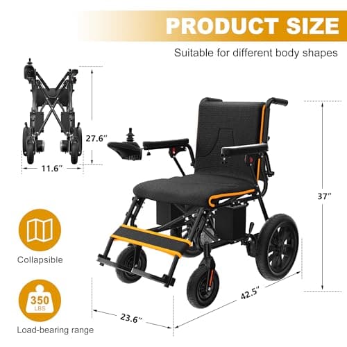 Electric Wheelchairs for Adults, Foldable Power Wheelchair, 15 Miles Longer Range, 500W Dual Motors, All Terrain Portable Motorized Wheelchair for Seniors Support 350 lbs 7