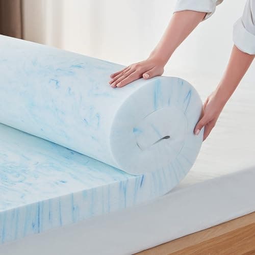 LINSY LIVING 3 Inch Mattress Topper Queen, Cooling Gel Infused Swirl Memory Foam, Soft Mattress Topper for Firm Mattress, CertiPUR-US Certified Bed Topper, Queen Size