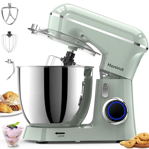 Honinst Stand Mixer, 6.5QT 10-Speed Tilt-Head Electric Stand Mixer, 3-In-1 Kitchen Mixer with Bowl, Dough Hook, Whisk and Beater, Food Mixer for Baking, Cake and Most Home Cooks, Green
