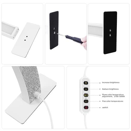 XXCFG 29in Half Moon Light for Nail Desk, 2700K-5600K, Tattoo Lighting Lamp, Nail Desk Lamp, Eyelash Light, Salon&Home, White(Crystal Diamond) 6