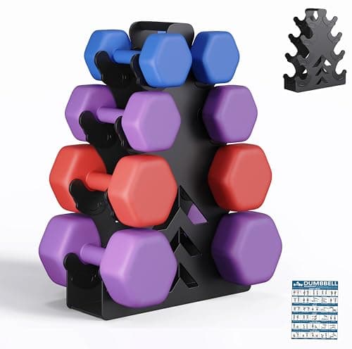 Lovind Dumbbell Rack, Stand Only, No Install Needed Small Weight Rack with Dumbbell Protector Edge,Suitable for Rubber-Coated Dumbbells