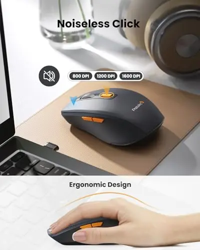 ProtoArc Mechanical Keyboard and Mouse, MECH KM200 2.4G Wireless Rechargeable Keyboard Mouse, Low Profile Keys, Brown Switches, Full Size, for Laptop, PC, Notebook, Desktop - Space Gray 5