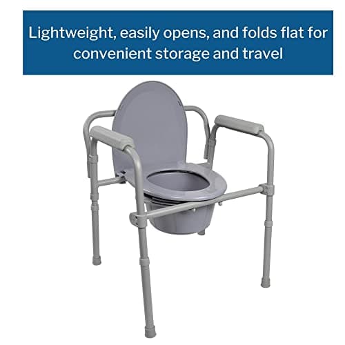 McKesson Folding Commode Chair with 7.5 qt Bucket, 350 lbs Weight Capacity, 13 1/2 in Seat Width, Adjustable Height, 1 Count 6