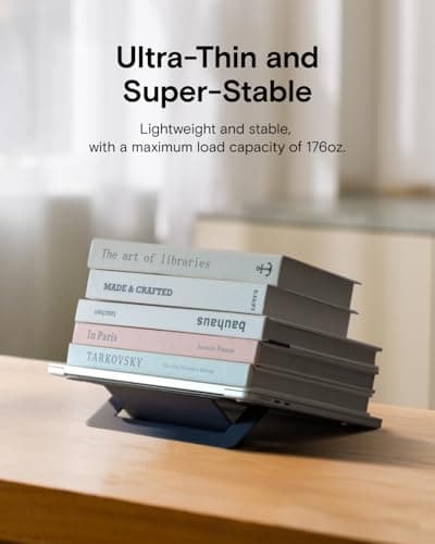 MOFT Laptop Stand for Desk, Adhesive Airflow Laptop Cooling Riser for Heat Dissipation with 2 Adjustable Viewing Angles, Foldable & Portable Computer Stand Compatible with Laptops 11"-16", Jet Black 8