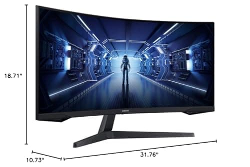 SAMSUNG 34" Odyssey G5 Series Ultra-Wide WQHD Gaming Monitor, 1000R Curved, 165Hz, 1ms Response Time, FreeSync Premium, Black, with MTC HDMI Cable 9