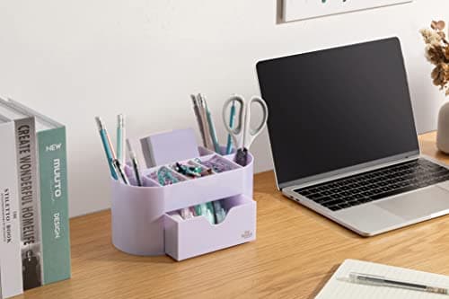My Space Organizers Lavender Desk Organizer for Office Supplies and Desk Accessories - Pen Holder Desktop Organization for Room College Dorm Home School (White Lavender) 7