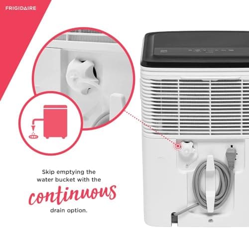 Frigidaire 22 Pint Dehumidifier. 1,500 Square Foot Coverage. Ideal for Small Rooms. 1.7 Gallon Bucket Capacity. Continuous Drain Option 10