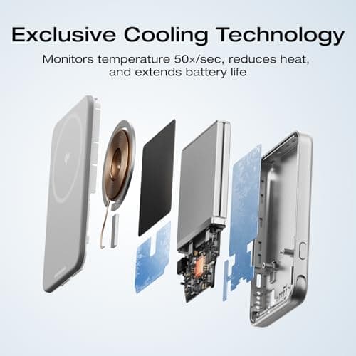 EF ECOFLOW Rapid Power Bank, 5,000mAh Qi2 Certified Wireless Magnetic Portable Charger, 30W Max Fast Charging Battery Pack with Built-in USB-C Cable & Stand for iPhone16/15/14/13/12 Series Only 8