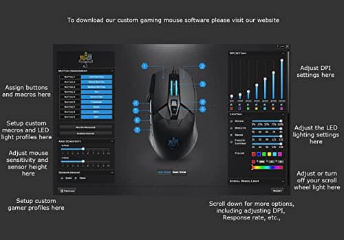 MOJO Pro Performance Silent Gaming Mouse - Wired Mouse with 9 Programmable Buttons Including Sniper Key, 12000 DPI, 1000 Hz, Force Adjustable, Custom Profiles 7