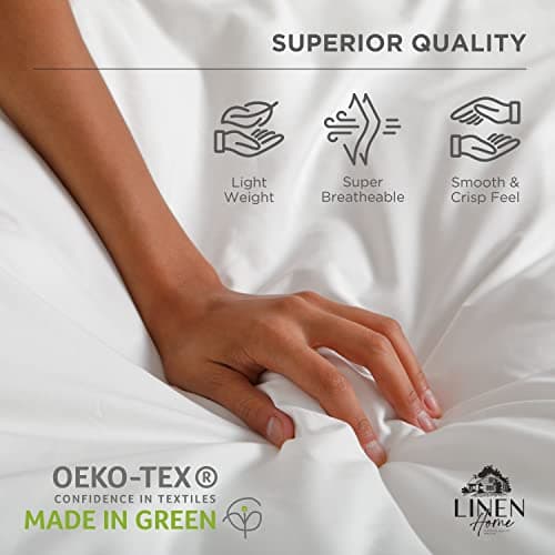 Linen Home 100% Cotton Percale Pillowcases Queen Size, White, 2 Pieces of Pillow Case, Crisp and Cool Strong Bed Linen, 20 inches X 30 inches 6