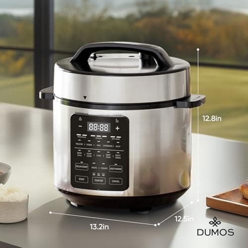 DUMOS 12-in-1 Electric Pressure Cooker 6 QT Stainless Steel Multi Cooker Electric for Pressure, Rice, Steamer, Yogurt Maker, Slow Cook,Meat Stew, Cake, Porridge, Multigrain, Sliver 7