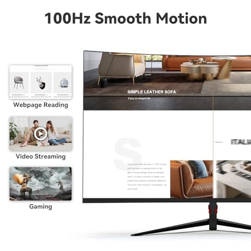 Raywego 27 inch 1800R Curved Monitor 100Hz Computer Monitor 1080p Monitor,4000:1 Contrast Ratio,Three-Sided Slim Bezels,Blue Light Filter Tilt & VESA for Home Office Working((DP1.2 & HDMI2.0) 3