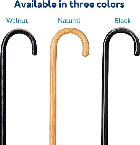 Carex Round Handle Walnut Finish Wood Cane - Walking Cane with Rubber Tip - Fashionable, Traditional Style Walking Stick for Men & Women, 36" Height, 7/8" Diameter, Black, 0.87 Inch 8