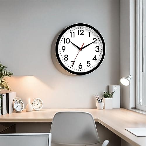 DAXSMY Wall Clock Small Analog 8 Inch Silent Non Ticking Battery Operated Modern Simple Decorative for Kitchen Office Bedroom Bathroom Living Room(Black) 7