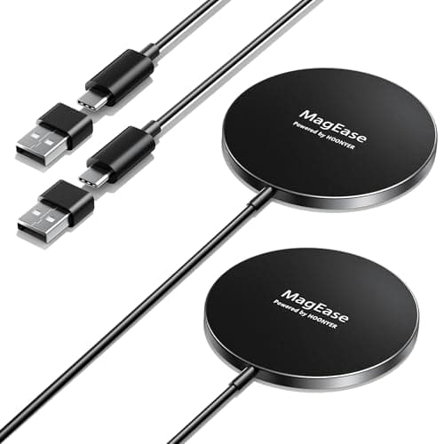 2 Pack Magnetic Wireless Charger,MagEase 15W Wireless Charger Magnetic Compatible with iPhone 16 15 14 13 12 Series and AirPods 3/2/Pro, Charging Pad with USB-C Cable and USB-A Converter (Black)
