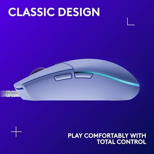 Logitech G203 Wired Gaming Mouse, 8,000 DPI, Rainbow Optical Effect LIGHTSYNC RGB, 6 Programmable Buttons, On-Board Memory, Screen Mapping, PC/Mac Computer and Laptop Compatible - Lilac 7