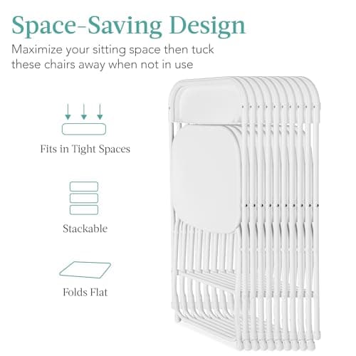 Best Choice Products Set of 10 Plastic Folding Chairs, Portable Stacking Indoor Outdoor Seating for Home, Yard, Garden, Parties, Events w/Non-Slip Feet, 350lb Weight Capacity - White 5