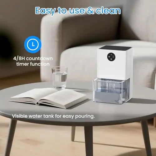 Dehumidifier, 50 OZ Small Dehumidifiers for Room for Home, Quiet with Auto Shut Off, Dehumidifiers for Bedroom (300 sq. ft), Bathroom, RV, Closet 7
