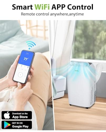 Hykolity 12,000 BTU WiFi Enabled Portable Air Conditioner, 5 in 1 Window Kit Quiet Smart AC Unit with 3-Speed Fan & Dehumidifier, 24H Timer & Sleep Mode for Living Room, Bedroom, Up to 550 Sq.Ft 3