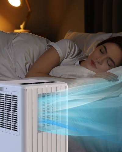 GarveeTech 8,000 BTU Portable Air Conditioner for Indoor Rooms, 3 in-1 AC Unit for Bedroom 250-350 Sq.Ft, Dehumidifier, Fan, Sleep Mode, 24 Timer, Remote Control, Window Kits 9