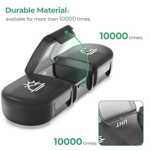 PULIV Weekly Pill Organizer 3 Times a Day, Portable Travel Pill Box 7 Day with Large Pill Containers, Light-Proof Pill Case for Vitamins, Medication, Supplements and Fish Oils (Black) 5