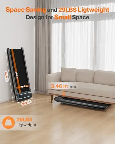 COZYINN 10% Incline Under Desk Walking Pad, 2.5HP Low Noise Treadmills for Home, 3 in 1 Portable Treadmill with Removable Handle for Small Space, Mute Control, Works with Kinomap, No Need Assemble 8