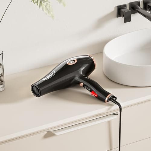 VAGARY Professional Salon 2200W Blower Dryer with Diffuser Concentrator Nozzles,Negative Ionic Blow Dryer,Low Noise Hair Dryers,2 Speeds and 2 Heat Settings 1 Cool Shot Button 7